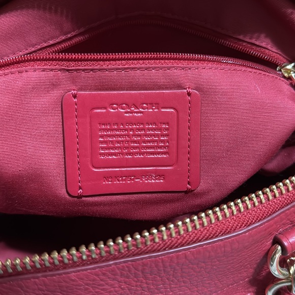 Coach Lenox Pebble Leather Satchel True Red with Gold Hardware - Picture 6 of 16